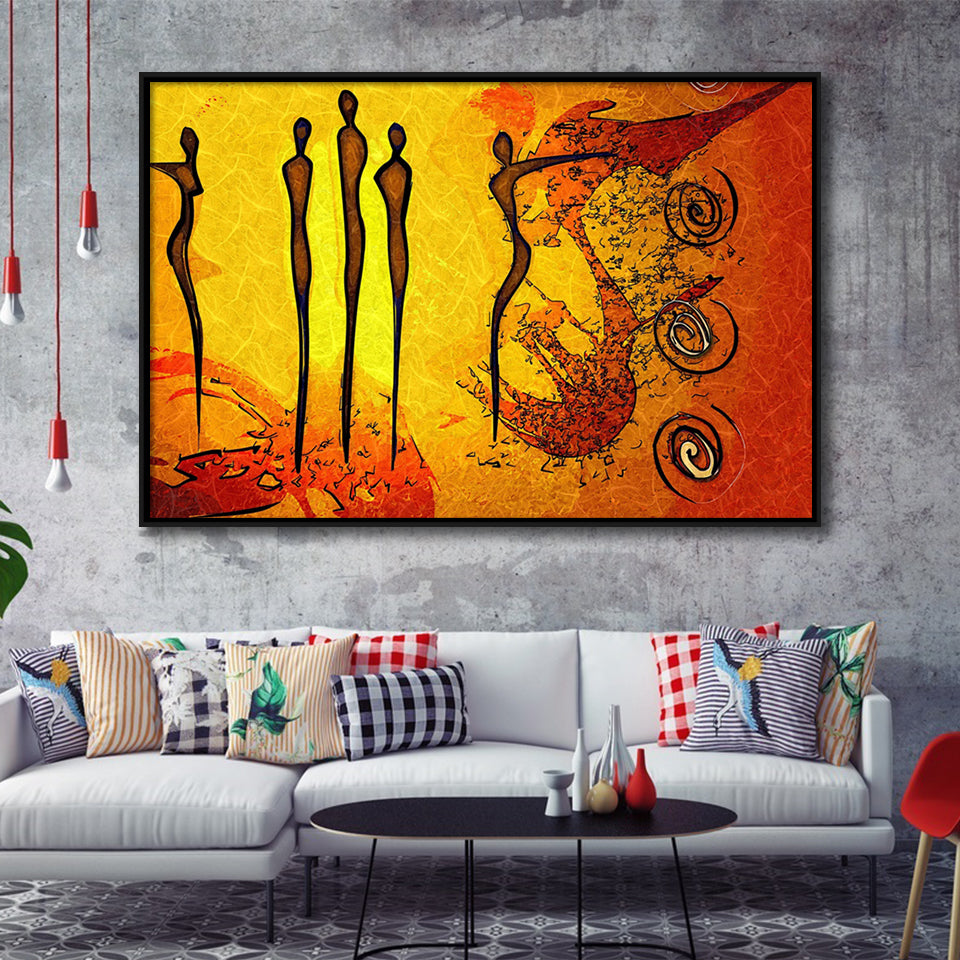 Cool African Style Artwork Modern Framed Canvas Prints Wall Art - Painting Prints, Wall Decor, Floating Frame