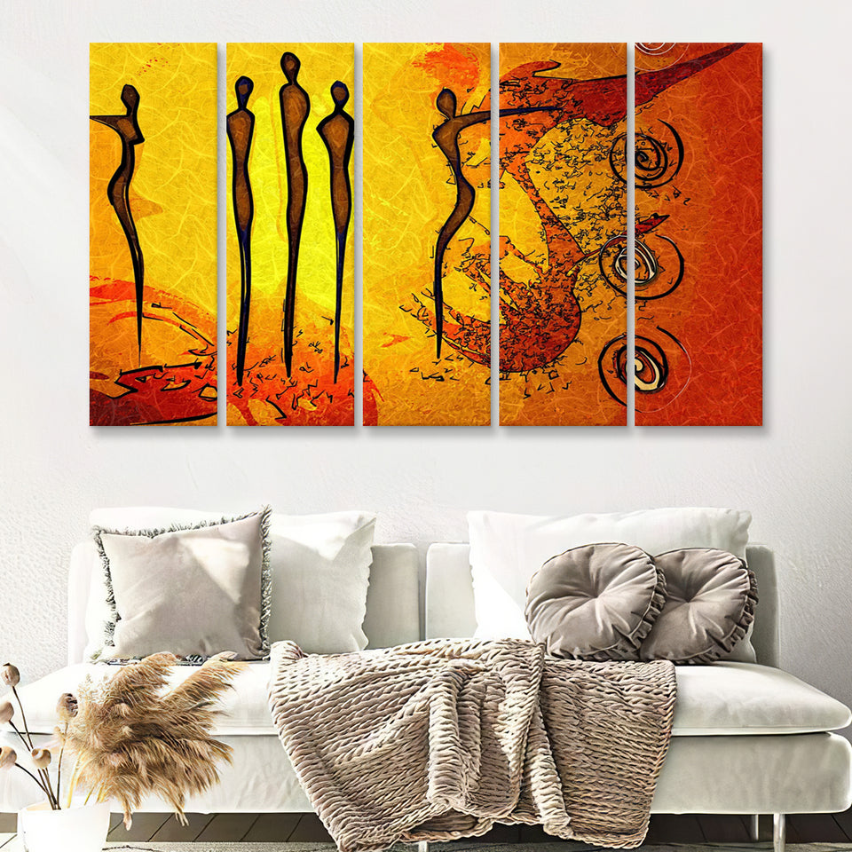 Cool African Style Artwork 5 Piece Canvas Prints Wall Art - Pai – UnixCanvas