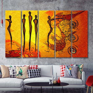 Cool African Style Artwork Modern 5 Piece Canvas Prints Wall Art - Painting Prints, Wall Decor,Multi Panels