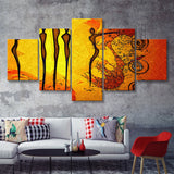 Cool African Style Artwork Modern 5 Piece Canvas Prints Wall Art - Painting Prints, Wall Decor,Multi Panel
