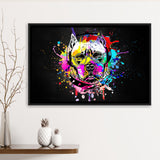 Cool Bulldog On Headphone Colorful Framed Canvas Prints Wall Art Decor - Painting Canvas, Floating Frame, Framed Picture