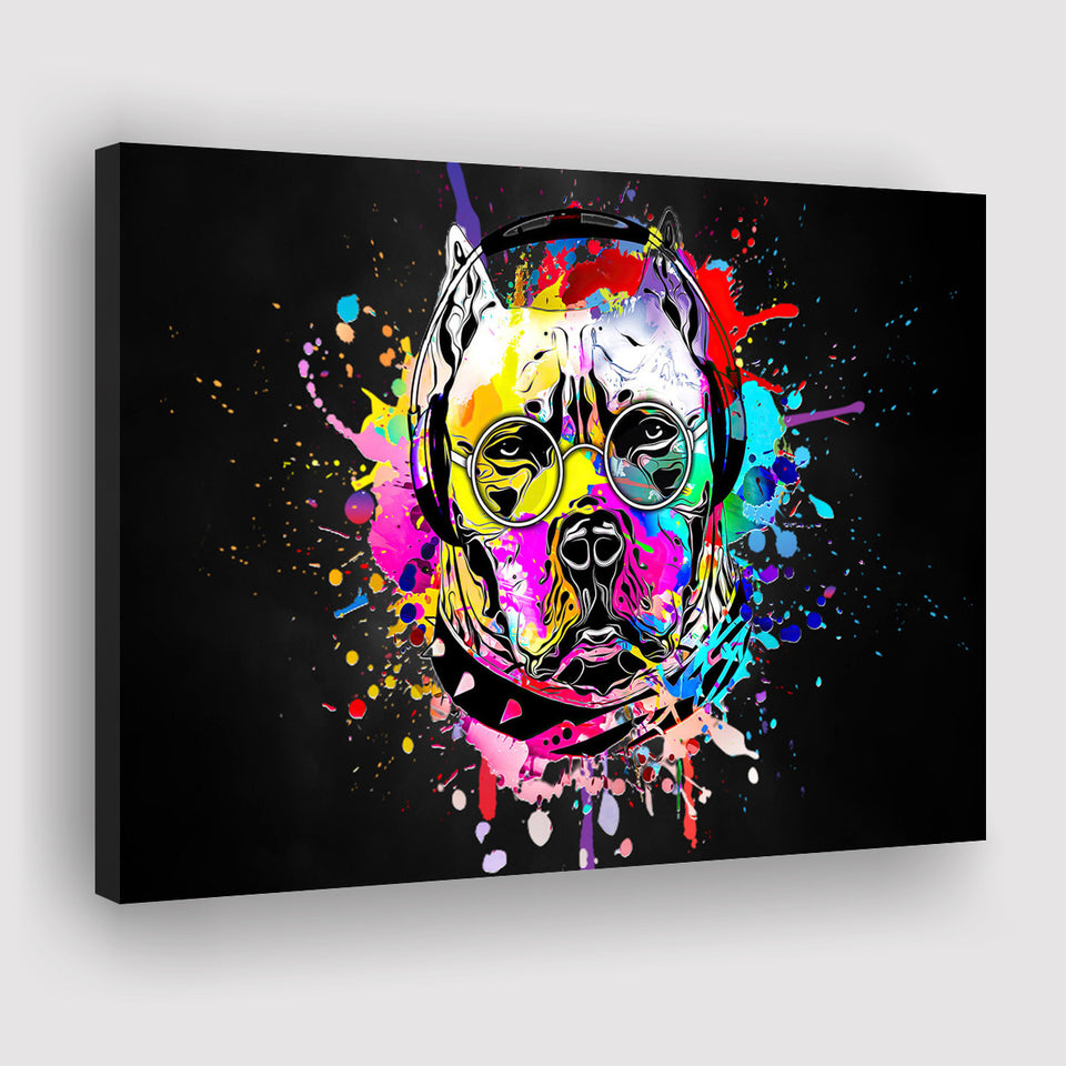 Cool Bulldog On Headphone Colorful Canvas Prints Wall Art Decor - Painting Canvas, Home Decor, Art Print, Art For Sale