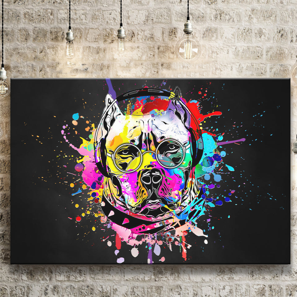 Cool Bulldog On Headphone Colorful Canvas Prints Wall Art Decor - Painting Canvas, Home Decor, Art Print, Art For Sale