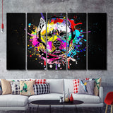 Cool Bulldog On Headphone Colorful Canvas 5 Piece B Prints Wall Art Decor - Painting Canvas, Multi Panels, Canvas Prints