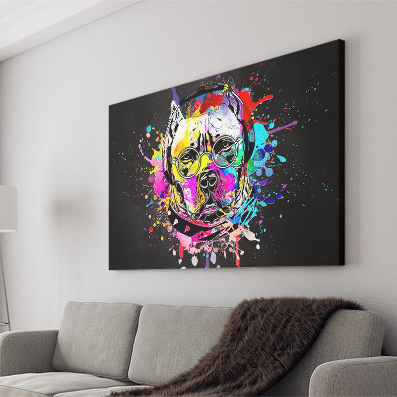 Cool Bulldog On Headphone Colorful Canvas Prints Wall Art Decor - Painting Canvas, Home Decor, Art Print, Art For Sale