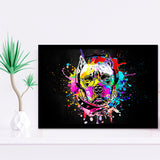 Cool Bulldog On Headphone Colorful Framed Art Print Wall Decor - Painting Art, Wall Art Decor, Framed Picture, Black Frame