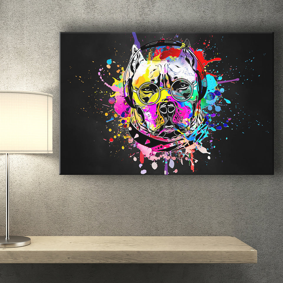 Cool Bulldog On Headphone Colorful Canvas Prints Wall Art Decor - Painting Canvas, Home Decor, Art Print, Art For Sale