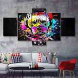Cool Bulldog On Headphone Colorful Canvas 5 Pieces Prints Wall Art Decor - Painting Canvas, Multi Panels, Canvas Print