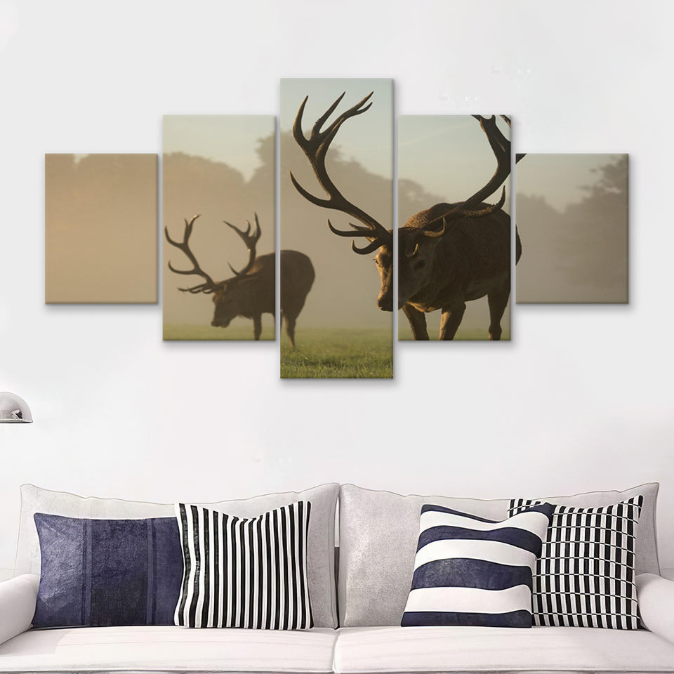 Cool Stag 5 Pieces Canvas Prints Wall Art - Painting Canvas,Wall Decor, Multi Panel,5 Panels
