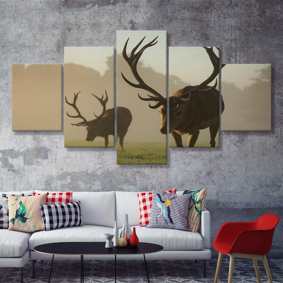 Cool Stag 5 Pieces Canvas Prints Wall Art - Painting Canvas,Wall Decor, Multi Panel,5 Panels