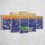 Coors Field Rockies Watercolor, 5 Pieces, Multi Panel Canvas Prints Wall Art Decor