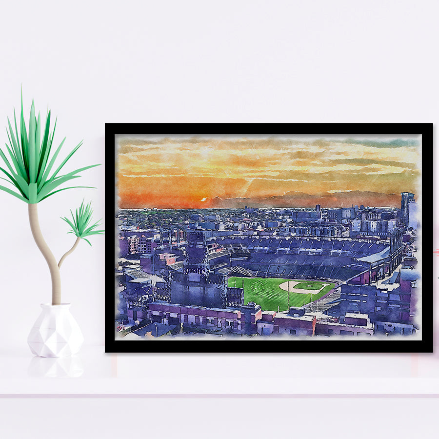 Coors Field Rockies Watercolor, Sport Prints Fan Gift, Framed Art Prints Wall Art Decor
