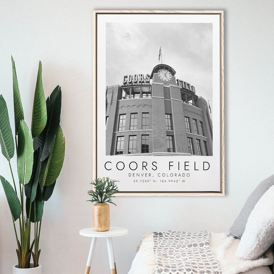 Coors Field Colorado Rockies Baseball Lovers Black And White Art Framed Canvas Prints Wall Art Home Decor, Floating Frame