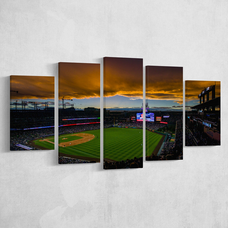 Coors Field Rockies on Cloudy Day, Stadium Canvas, Sport Art, Large Canvas, Multi Panels, Canvas Prints Wall Art Decor