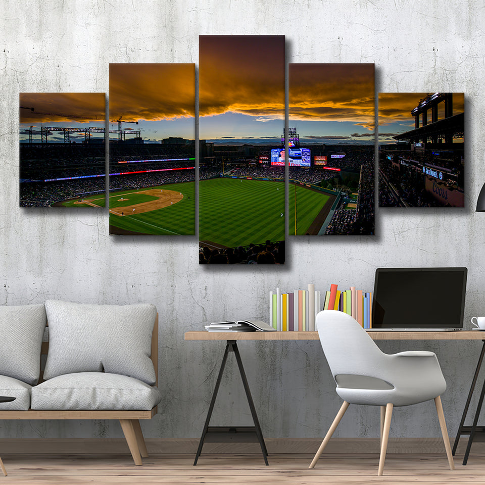 Coors Field Rockies on Cloudy Day, Stadium Canvas, Sport Art, Large Canvas, Multi Panels, Canvas Prints Wall Art Decor