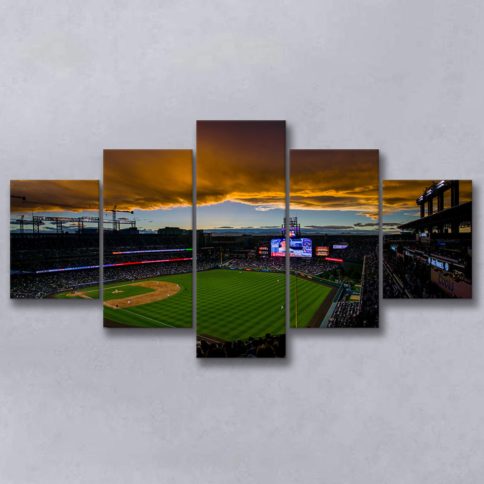 Coors Field Rockies on Cloudy Day, Stadium Canvas, Sport Art, Large Canvas, Multi Panels, Canvas Prints Wall Art Decor