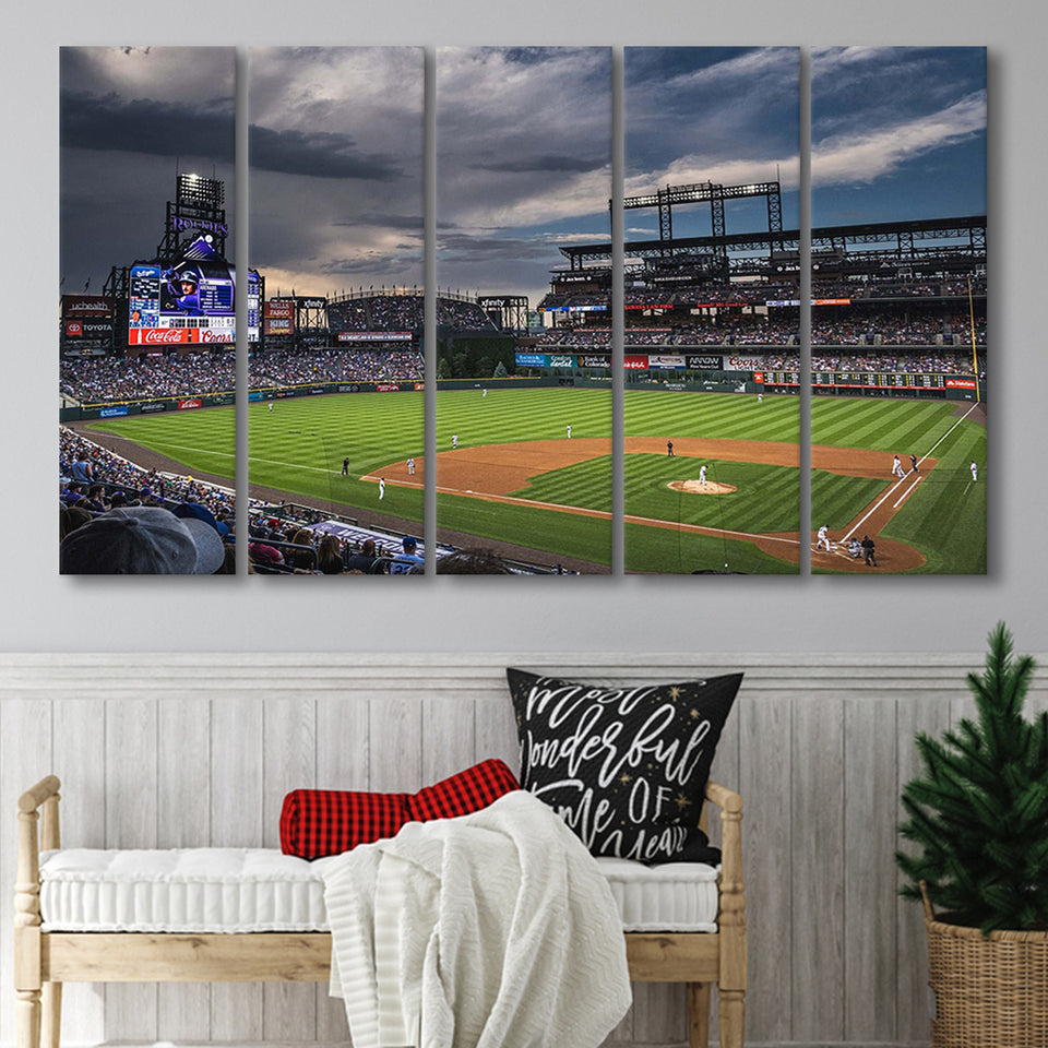 Coors Field Wall Art Colorado Rockies Stadium Canvas Prints Baseball,Multi Panels B,Sport Stadium Art Prints, Fan Gift