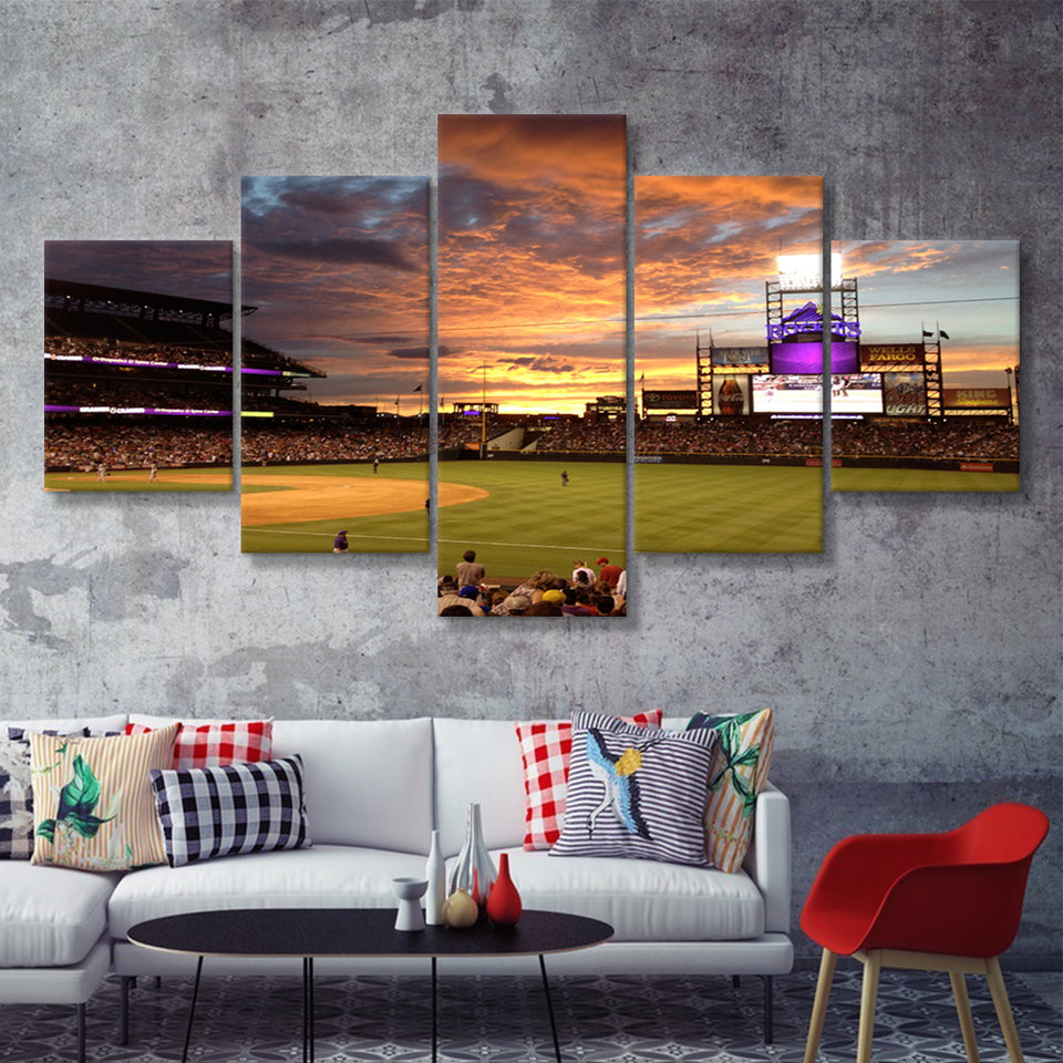 Coors Field Baseball United States  5 Pieces Canvas Prints Wall Art - Painting Canvas, Multi Panel, Home Wall Decor, For Sale