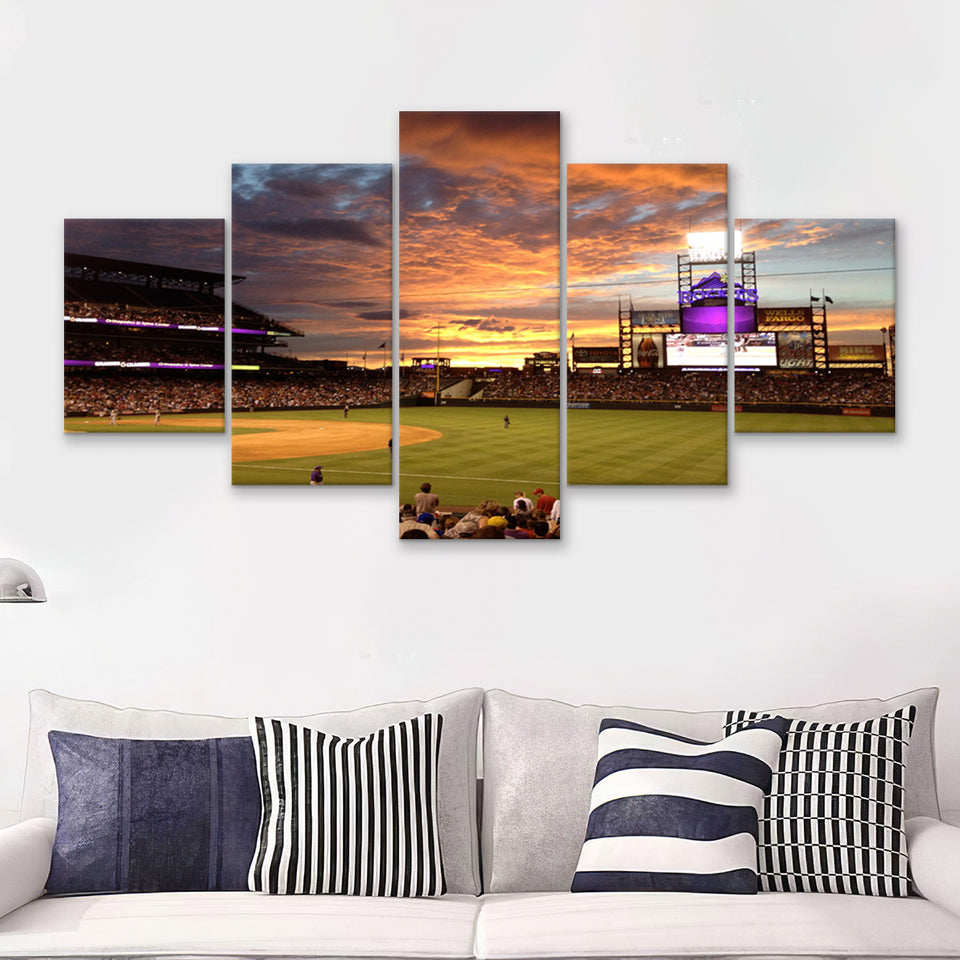 Coors Field Baseball United States  5 Pieces Canvas Prints Wall Art - Painting Canvas, Multi Panel, Home Wall Decor, For Sale