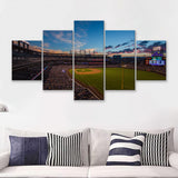 Coors Field Sunset Colorado Rockies Baseball Mlb Stadiums  5 Pieces Canvas Prints Wall Art - Painting Canvas, Multi Panel, Home Wall Decor