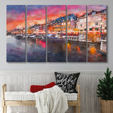 Copenhagen Denmark On Nyhavn Canal 5 Pieces Extra Large Canvas Prints Wall Art Home Decor