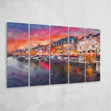 Copenhagen Denmark On Nyhavn Canal 5 Pieces Extra Large Canvas Prints Wall Art Home Decor