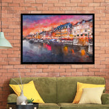 Copenhagen Denmark On Nyhavn Canal City Art Watercolor Framed Art Prints Wall Art Decor,Framed Picture