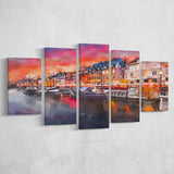 Copenhagen Denmark On Nyhavn Canal 5 Pieces Mixed Canvas Prints Wall Art Home Decor