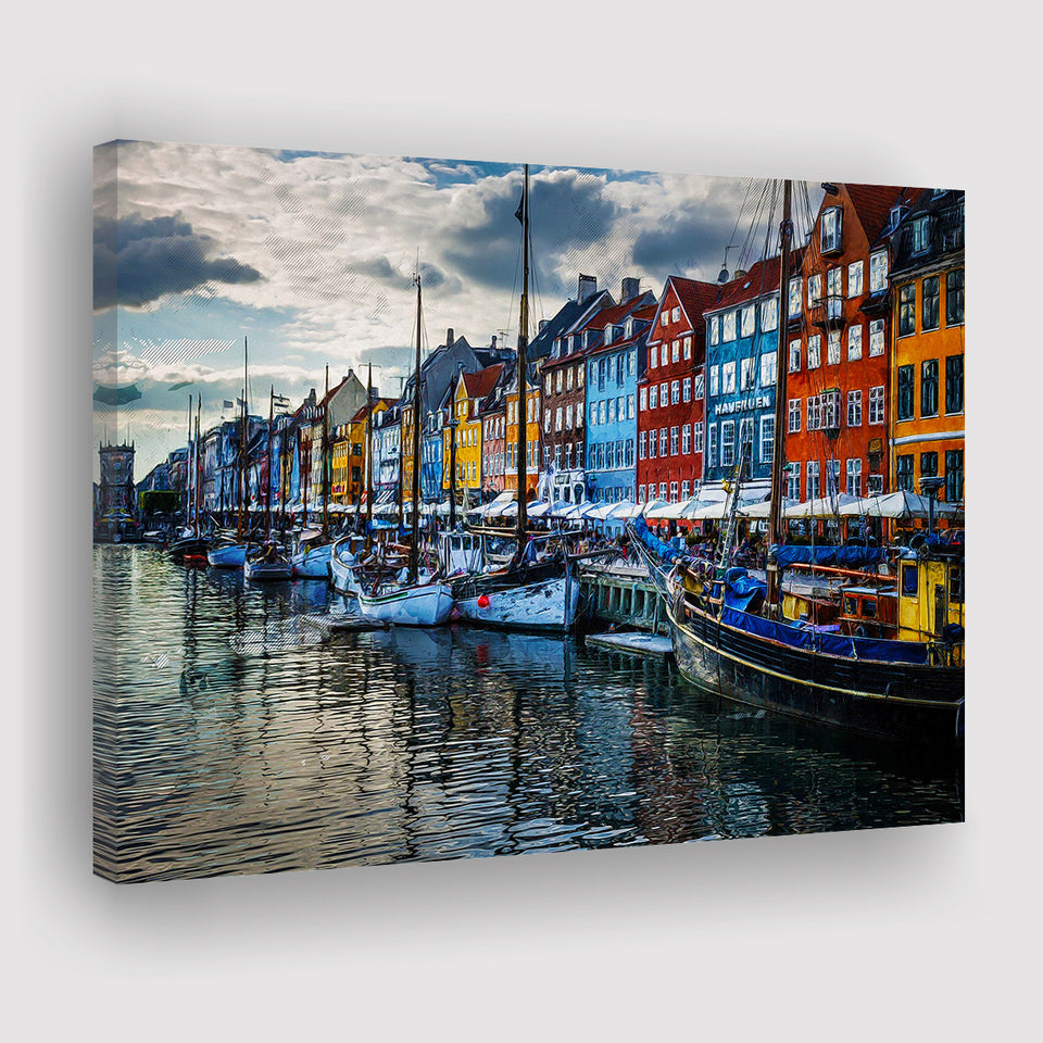 Copenhagen, Copenhagen Painting, Copenhagen Wall Art, Canvas Prints Wall Art Home Decor