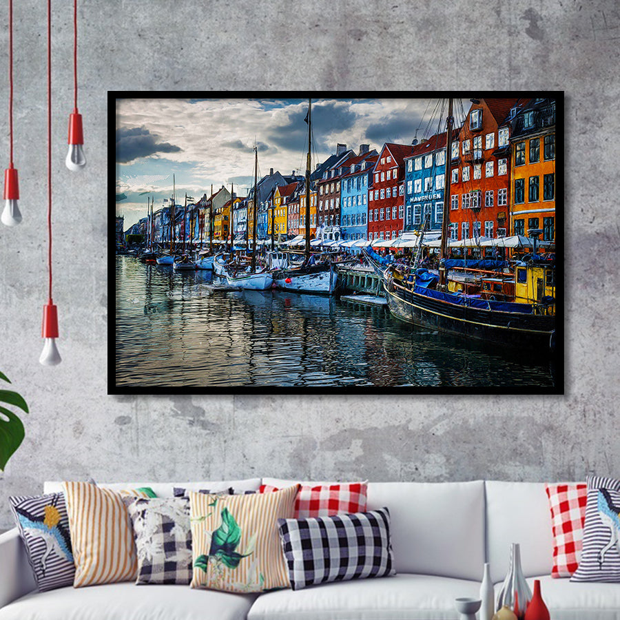 Copenhagen, Copenhagen Painting, Copenhagen Wall Art, Framed Art Prints Wall Art Home Decor, Ready to Hang