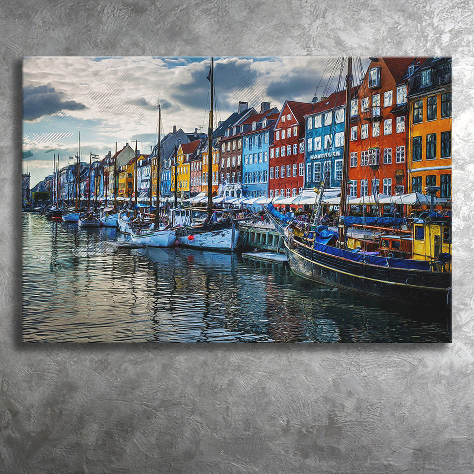 Copenhagen, Copenhagen Painting, Copenhagen Wall Art, Canvas Prints Wall Art Home Decor