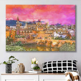 Cordoba Spain Mosquecathedral Roman Bridge City Art Watercolor Canvas Prints Wall Art Home Decor, Large Canvas