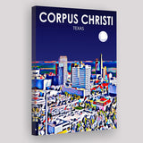 Corpus Christi TX Art Texas Night Landscape ,City Art Print, Large Canvas, Canvas Print Wall Art Home Decor