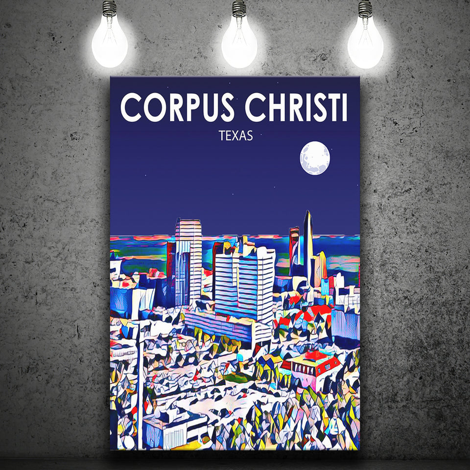 Corpus Christi TX Art Texas Night Landscape ,City Art Print, Large Canvas, Canvas Print Wall Art Home Decor