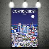 Corpus Christi TX Art Texas Night Landscape ,City Art Print, Large Canvas, Canvas Print Wall Art Home Decor