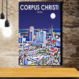 Corpus Christi TX Art Texas Night Landscape ,City Art Print, Large Canvas, Canvas Print Wall Art Home Decor