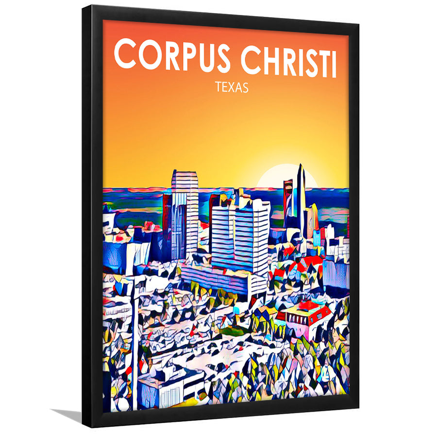 Corpus Christi TX Art Texas Sunset Landscape, City Art Print, Framed Art Print Wall Art Home Decor, Framed Picture