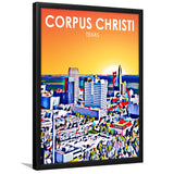 Corpus Christi TX Art Texas Sunset Landscape, City Art Print, Framed Art Print Wall Art Home Decor, Framed Picture