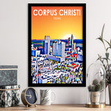 Corpus Christi TX Art Texas Sunset Landscape, City Art Print, Framed Art Print Wall Art Home Decor, Framed Picture