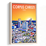 Corpus Christi TX Art Texas Sunset Landscape, Large Canvas, Framed Canvas Print Wall Art Home Decor, Floating Frame