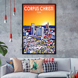 Corpus Christi TX Art Texas Sunset Landscape, City Art Print, Framed Art Print Wall Art Home Decor, Framed Picture