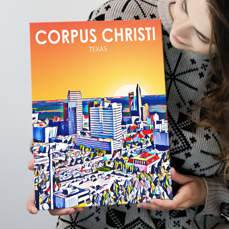 Corpus Christi TX Art Texas Sunset Landscape ,City Art Print, Large Canvas, Canvas Print Wall Art Home Decor
