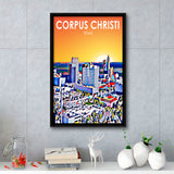 Corpus Christi TX Art Texas Sunset Landscape, Large Canvas, Framed Canvas Print Wall Art Home Decor, Floating Frame