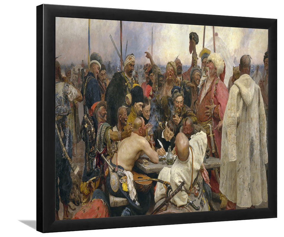 Cossacks Writing A Letter To The Turkish Sultan By Ilya Efimovich Repin-Art Print,Canvas Art,Frame Art,Plexiglass Cover