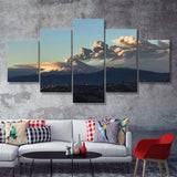 Cotopaxi volcano eruption seen from Quito Ecuador 5 Pieces Canvas Prints Wall Art - Painting Canvas, Multi Panels, Wall Decor