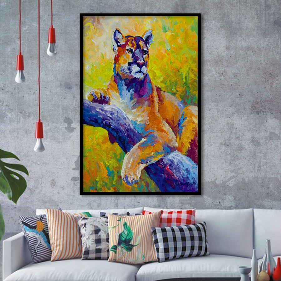Cougar Painting Modern Art Framed Art Print Wall Decor - Painting Art, Framed Picture, Home Decor