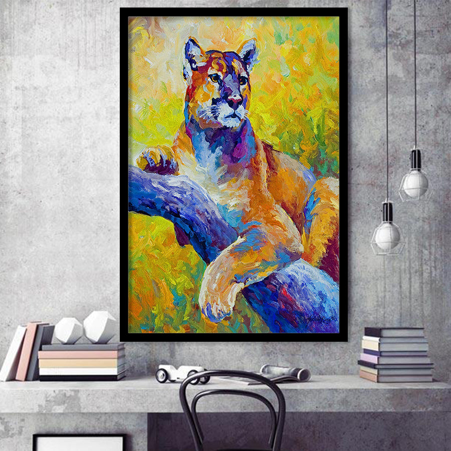 Cougar Painting Modern Art Framed Art Print Wall Decor - Painting Art, Framed Picture, Home Decor