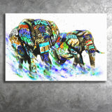 Couple Elephant Love Graffiti Art Canvas Prints Wall Art Decor - Painting Canvas, Home Decor, Art Print, Art For Sale
