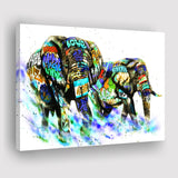 Couple Elephant Love Graffiti Art Canvas Prints Wall Art Decor - Painting Canvas, Home Decor, Art Print, Art For Sale