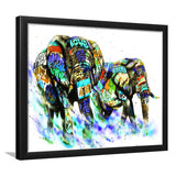 Couple Elephant Love Graffiti Art Framed Art Print Wall Decor - Painting Art, Wall Art Decor, Framed Picture, Black Frame